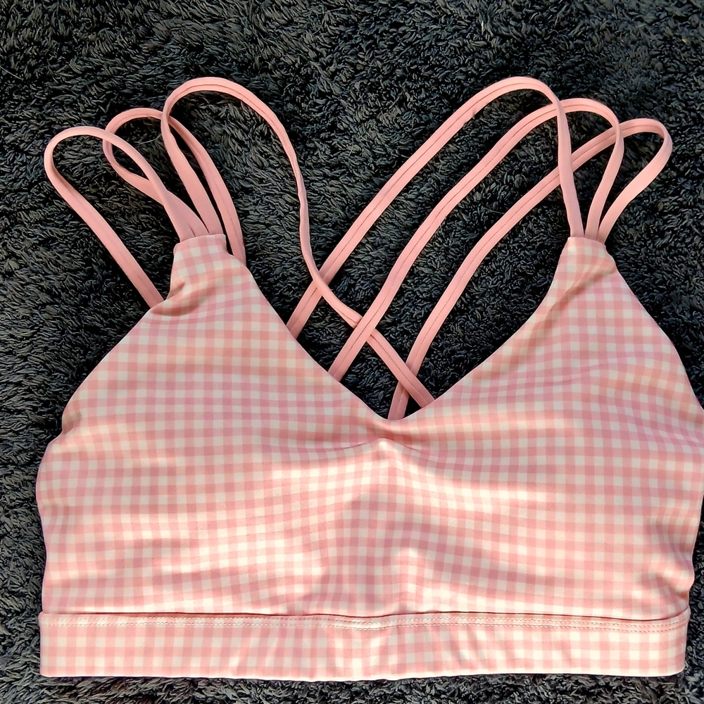 Pink Gingham Strappy Bralette